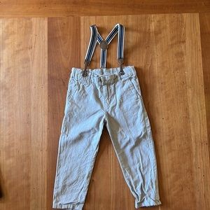 Size 2-3 H&M cream long pants with suspenders